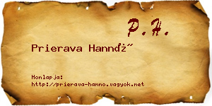 Prierava Hannó névjegykártya